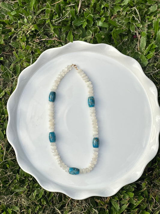 Moon Stone & Turquoise Necklace Semi-Precious Stones