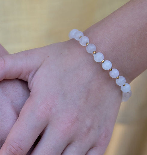 Moon Stone Gem & Gold Filled Spacer Bracelet