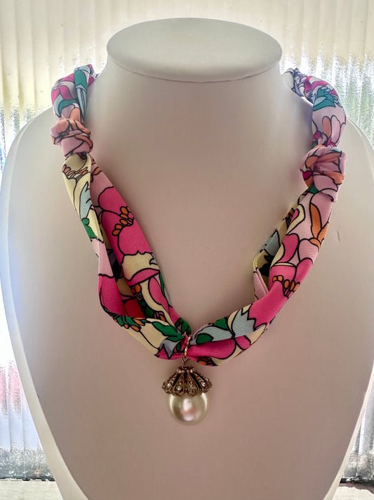 Pink Flowers with Vintage Pearl