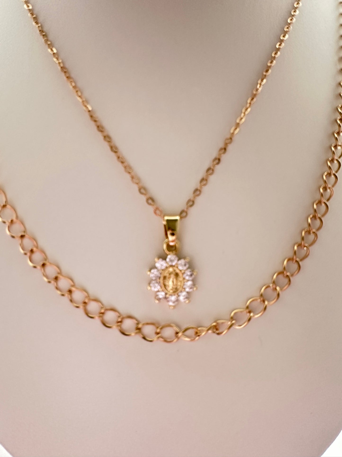 Marian Medal on Gold Filled Chain Layer