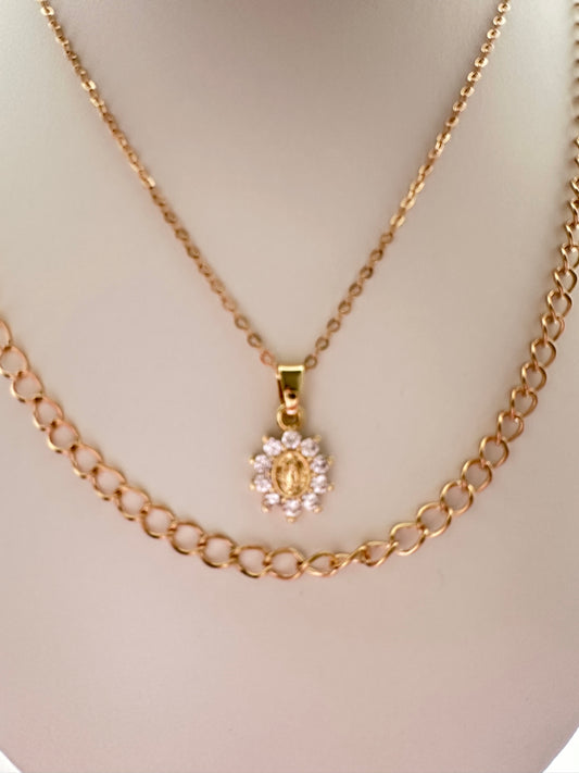 Marian Medal on Gold Filled Chain Layer